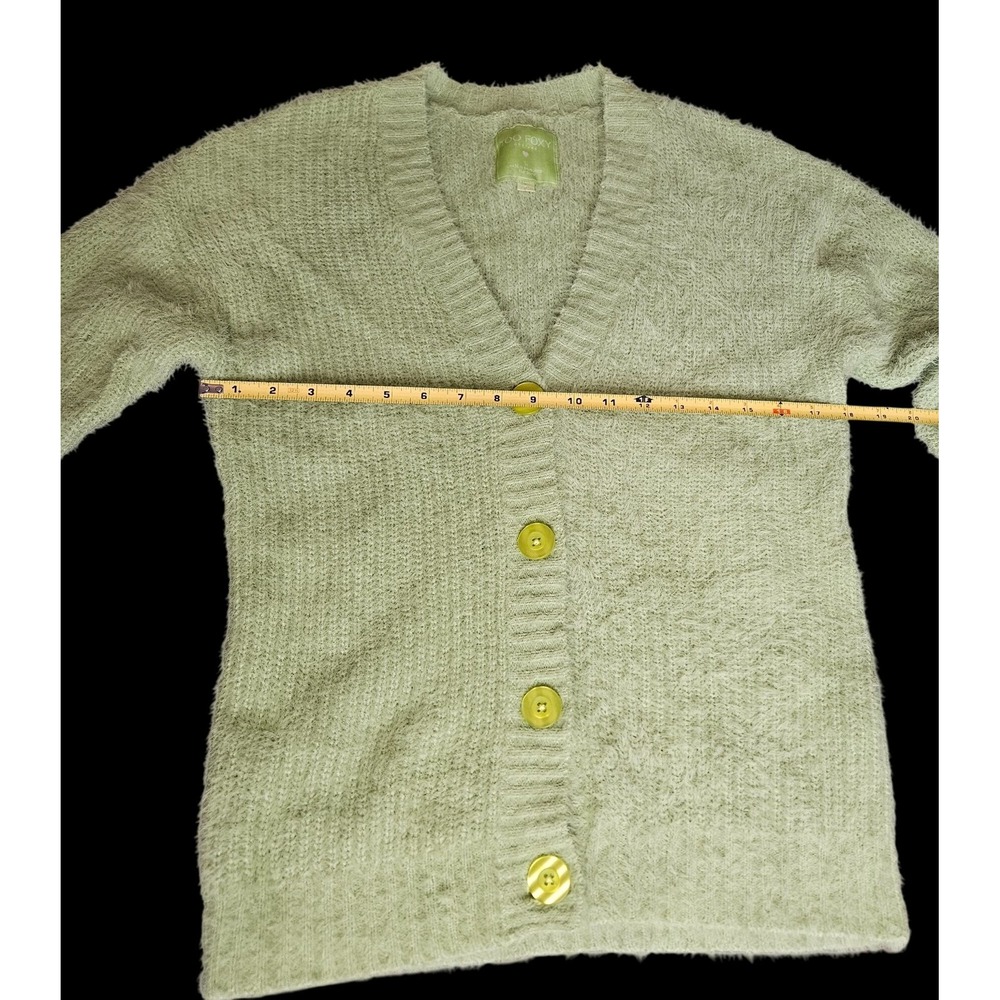 Too Foxy Y2K Green Shag Cardigan Sweater Academia Large‎ - Picture 3 of 8